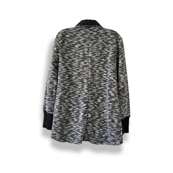 Ellen Tracy | Marled Black/White Open Drape Front Jacket (SIZE M) - Picture 2 of 15
